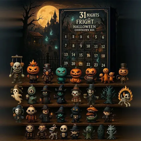 31 Nights of Fright Halloween Countdown Blind Box Horror Figuren Adventskalender Kürbis Geist Skelett Spielzeug Für Party Deko