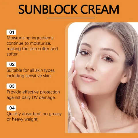 OUHOE SPF 50 Sunblock Cream Moisturizing Day Face Cream UVA UVB Protection Non-Greasy Daily Skin Barrier Care Cream For All Skin
