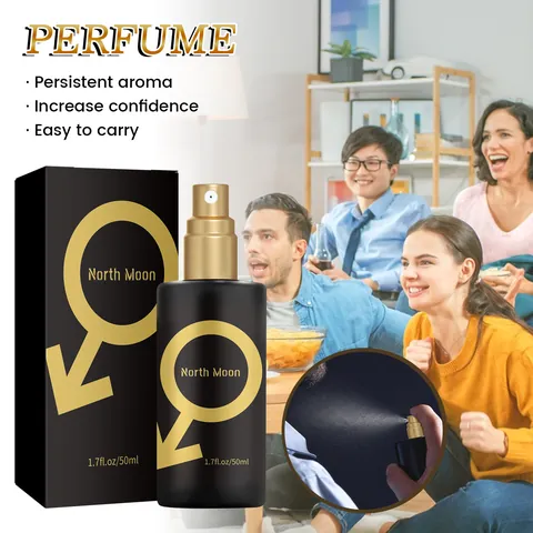 North Moon Men's Pheromone Perfume Long Lasting Fragrance Spray Black Frosted Bottle For Dating Social Interaction Daily Use