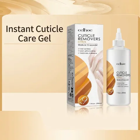 Instant Cuticle Remover Gel Fast Acting Professional Nail Care For Damaged Brittle Nails Citrus Scent Thick Gel Formula