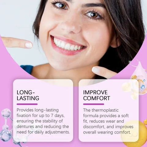 Oralhoe Thermoplastic Denture Adhesive Cushion Zinc Free Long Lasting Fixation For Comfortable Wear Adults Oral Care
