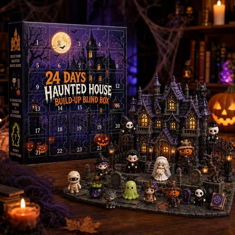 Halloween Advent Calendar Haunted House Blind Box 24 Days Countdown Surprise Kit Figures Accessories Festive Home Decor
