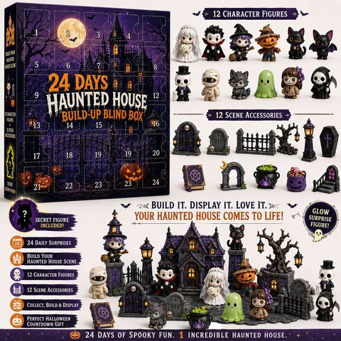 Halloween Advent Calendar Haunted House Blind Box 24 Days Countdown Surprise Kit Figures Accessories Festive Home Decor
