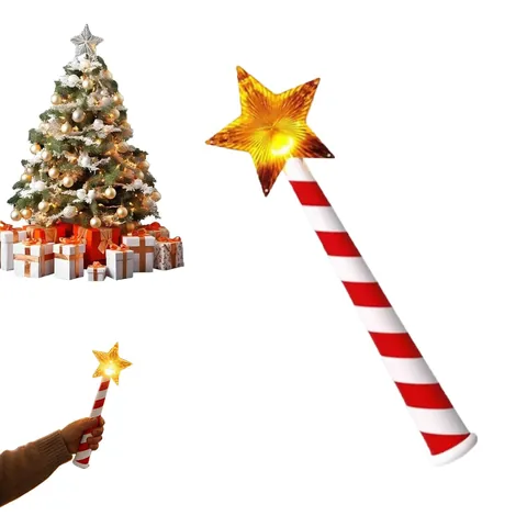 Christmas Magic Wand Star LED Light Controller With Red And White Candy Cane Stripe For Holiday Party Home Decoration