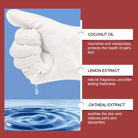 Pet Cleaning Glove Wipes Disposable Deodorizing Grooming Wipes For Dogs Cats Skin Hair Care Massage Texture Non-woven Wipes