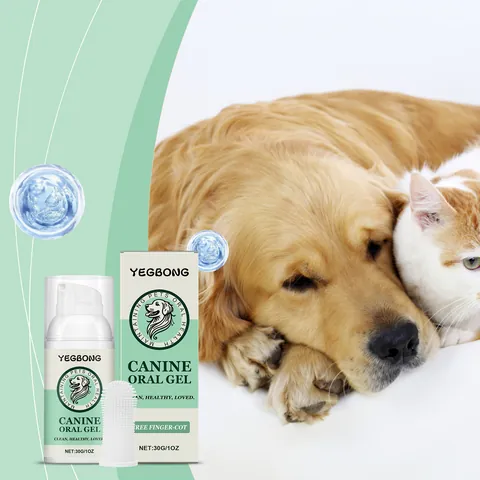 YEGBONG Pet Oral Care Gel For Dogs Cats Mild Teeth Cleaning Breath Freshener Dental Hygiene Gel With Finger Toothbrush