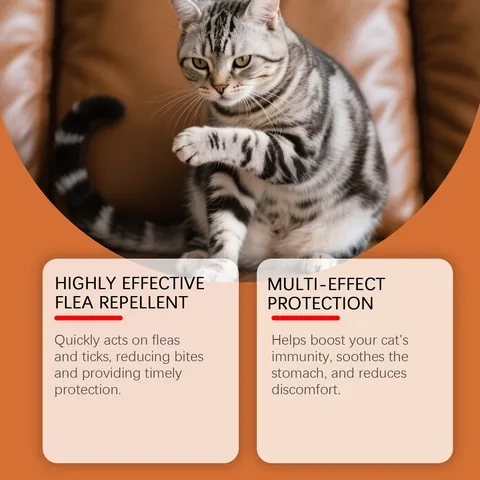 Kriath Cat Flea And Tick Prevention Drops 60ml Natural Herbal Body Care Supplement Immune Support Cleaning Liquid For Cats