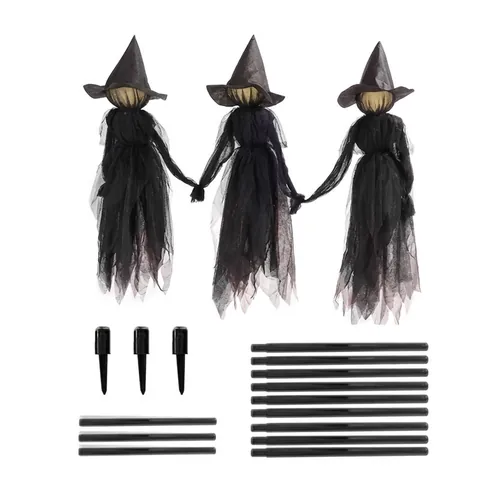 Halloween Glowing Witch Decoration With Voice Control Sound LED Lights Outdoor Garden Stakes Horror Party Prop Decor