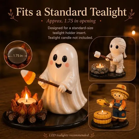 Halloween Lagerfeuer Teelichthalter Harz Mumie Geist Vogelscheuche Figuren Für Zuhause Festliche Party Tisch Deko Kerzen Ornament