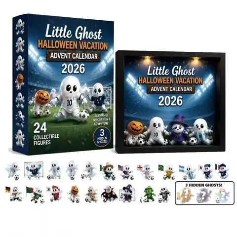 Calendario dell'Avvento 2026 Halloween Fantasma Calcio Set Blind Box Con 24 Figure da Collezione E Light Box LED Decorazione