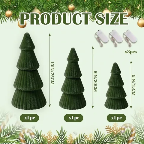 Resin Weihnachtsbaum Tischdekoration 3er-Set Plissee-Textur Festliche Ornamente Für Zuhause Party Feiertagsdekoration