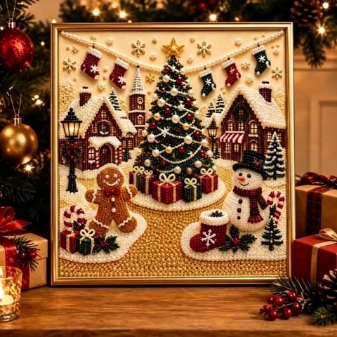 DIY Weihnachten Perle Diamant Malerei Kit Acryl Strass 3D Wandkunst Dekor Für Feiertag Haus Weihnachtsbaum Muster Geschenk