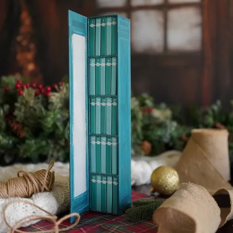 Calendario de Adviento de Mini Libro de Navidad Cuenta Regresiva de 25 Días Caja Ciega Forma de Librería Decoración Regalo