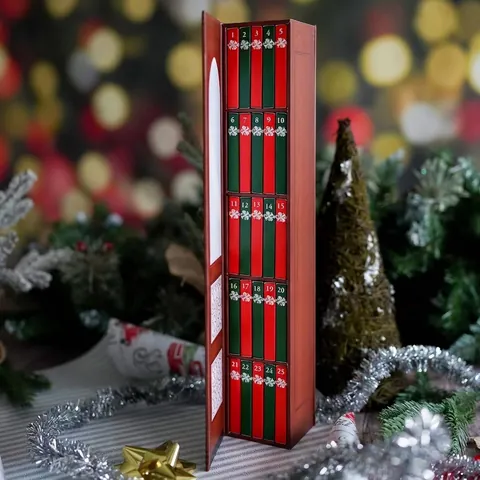 Calendario de Adviento de Mini Libro de Navidad Cuenta Regresiva de 25 Días Caja Ciega Forma de Librería Decoración Regalo