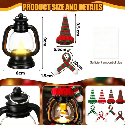Weihnachten Mini Schneemann Laterne Mit Strickmütze Und Schal Tragbare LED Nachtlicht Festliche Feiertage Haus Tisch Dekoration Geschenk