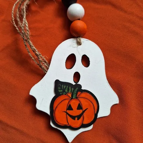 Halloween Ghost Wooden Hanging Decoration Cute Ghost Pumpkin Bat Tiered Tray Decor Table Sign For Halloween Party Home Decor