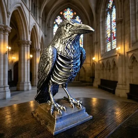 Gothic Raven Bat Skeleton Lamp Resin Halloween Desk Decor Ribcage LED Light Dark Academia Home Ornament USB Battery Power