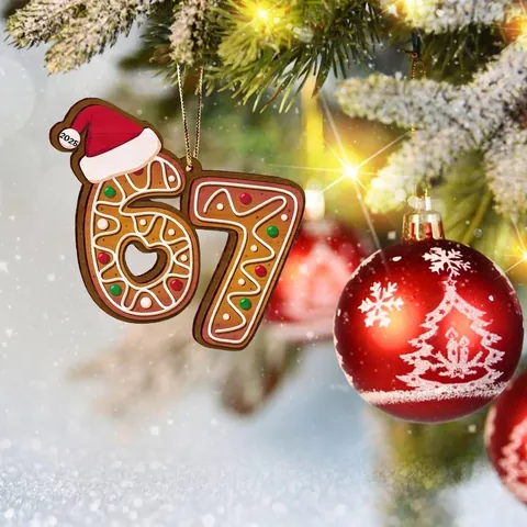 Navidad 2025 Estilo Hombre de Jengibre Acrílico Número 67 Adorno Para Árbol de Navidad Hogar Fiesta Decoración Colgante Regalo