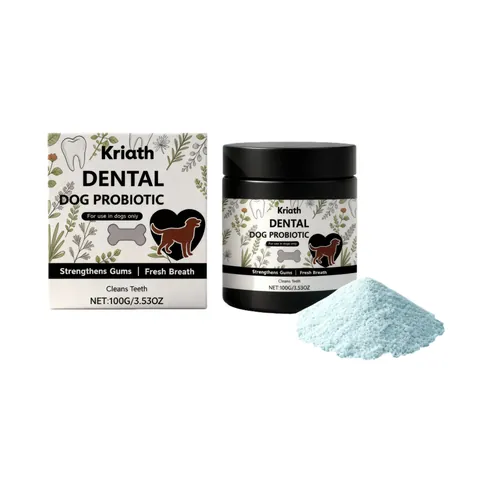 Kriath Dog Dental Care Powder Oral Probiotics Tooth Cleaning Supplement Natural Breath Freshener Gum Health Immunity Boost Pet Care