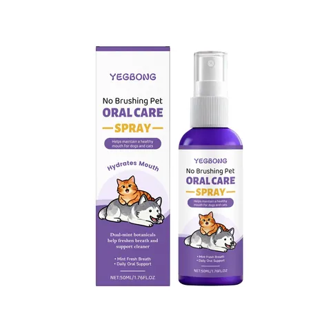 Spray per la Cura Orale degli Animali per Cani e Gatti Formula con Estratto di Menta Alito Fresco Pulizia dei Denti Senza Spazzolatura