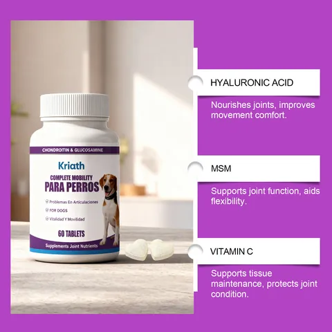 Kriath Dog Joint Support Supplement Heart Shaped Chewable Tablets Glucosamine Chondroitin MSM Formula For Canine Vitality Boost