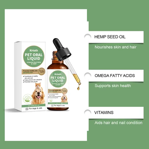 Gouttes De Soin De La Peau Et Du Poil Pour Animaux Avec Huile De Graines De Chanvre Et Vitamines Pour Chiens Et Chats Poil Nourrissant Lissant Brillant