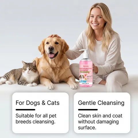 EELJOY Huisdier Hydraterende Shampoo Voor Honden Katten Zachte Reiniging Glad Haar Perzikgeur Hydraterende Formule Gevoelige Huid