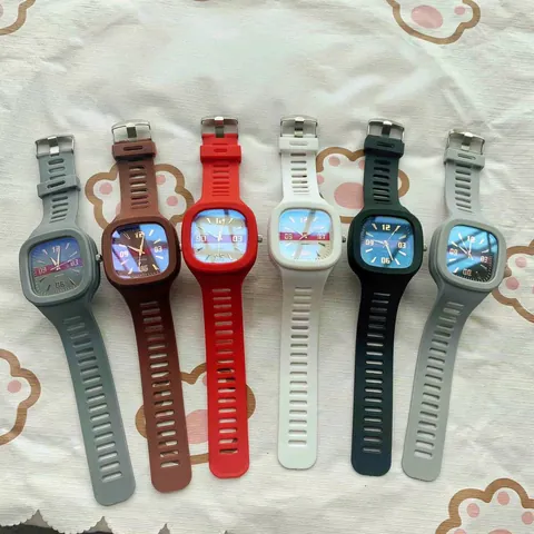 Fashion Klein Blue Square Quartz Watch For Men Women Student Trend Korean Mori Style Analog Wrist Watch With PVC Strap