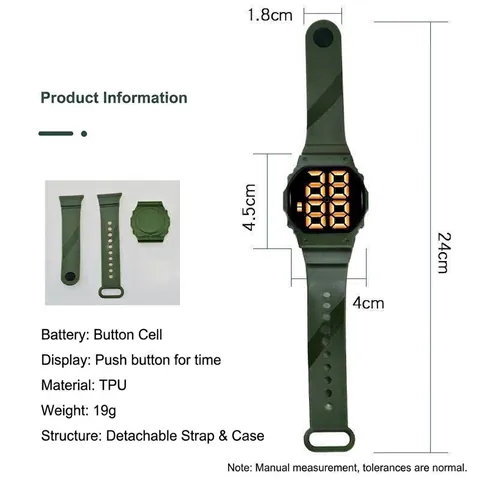 Fashion LED Digital Sport Watch Square Large Screen Waterproof Silicone Wristband Electronic Wristwatch For Student Men Women