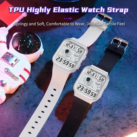 Digital Sports Watch For Boys Girls Luminous Astronaut Student Electronic Watch Silicone Strap Waterproof Kids Watch