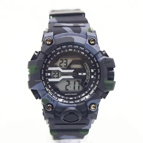 Men's Outdoor Sport Digital Watch Camouflage Waterproof Chronograph Alarm LED Light Tactical Wristwatch For Teenagers Boys