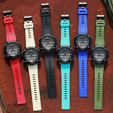 Digital Sport Watch for Men Waterproof Luminous Large Dial Outdoor Wristwatch with PU Strap Alarm Stopwatch Chronograph