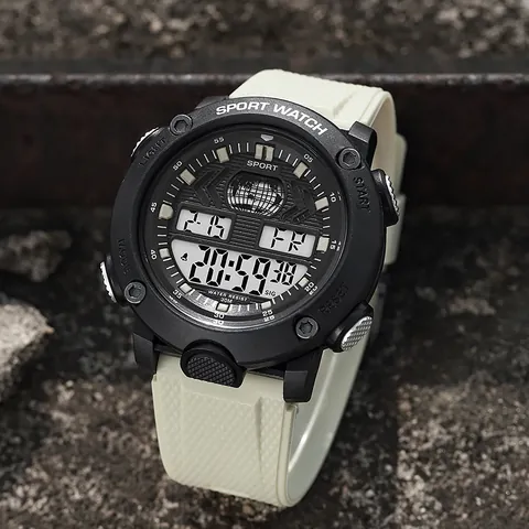 Digital Sport Watch for Men Waterproof Luminous Large Dial Outdoor Wristwatch with PU Strap Alarm Stopwatch Chronograph