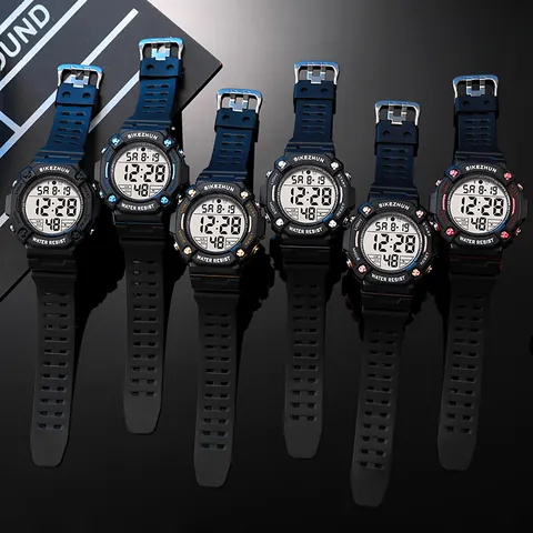 Men's Outdoor Sport Digital Watch Multi-functional Waterproof LED Luminous Electronic Watch with TPU Strap for Students