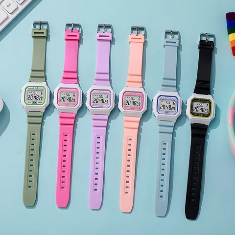 Modieuze Vierkante LED Digitale Elektronisch Horloge Multifunctionele Waterdichte Outdoor Sport Polshorloge Voor Studenten Minimalistisch Horloge