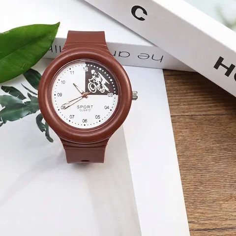 Preppy Large Dial Analog Electronic Watch Waterproof Cartoon Sports Wristwatch Silicone Strap Minimalist Students Casual Watch