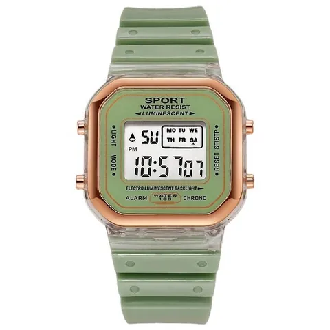 Women Digital Sport Watch Retro Square LED Backlight Waterproof Alarm Chronograph Student Fashion Electronic Wristwatch