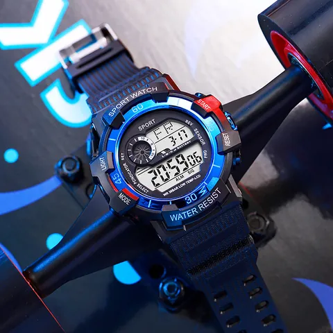 Men's Digital Sports Watch For Students Teenagers Waterproof Alarm LED Backlight Electronic Wristwatch Casual Trendy Outdoor Fashion Watch