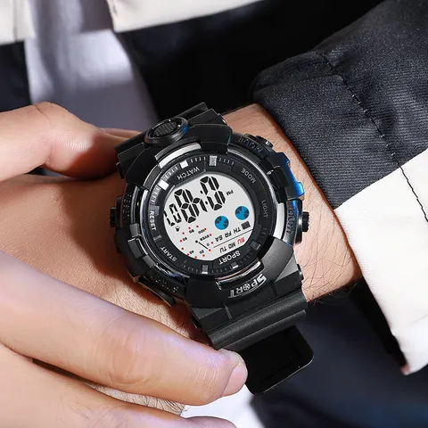 Schüler Sport Digitaluhr Für Jungen Wasserdicht Leuchtende Elektronische Uhr Multifunktionale Jugend Armbanduhr Für Schule Sport
