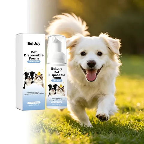 Shampooing Mousse sans Rinçage pour Chiens et Chats à l'Huile de Coco et Aloe Vera Nettoyage Doux et Soin du Pelage