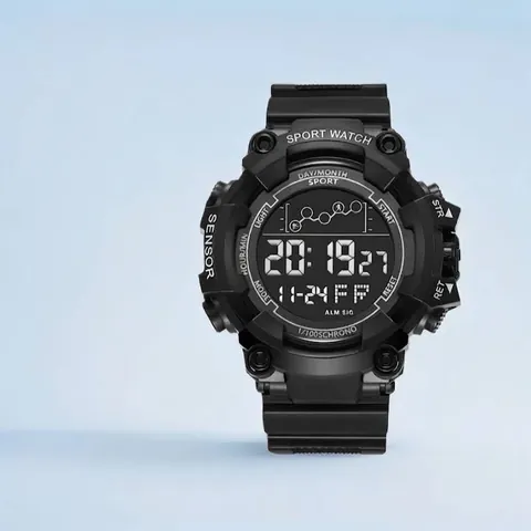 Orologio Sportivo Digitale a LED da Uomo Impermeabile Cronografo da Esterno Sveglia Luminosa Cassa in Plastica Cinturino in PU