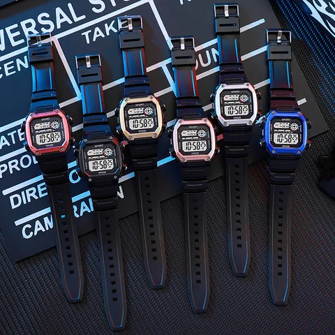 Men Retro Square Digital Watch Waterproof Outdoor Sports Wristwatch LED Backlight Alarm Chronograph Fashion Student Watch