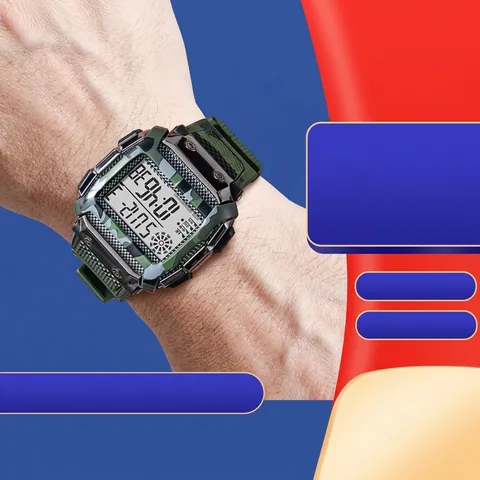 Square Digital Sports Watch For Men Women Waterproof Camouflage Large Screen LED Electronic Wristwatch With Alarm Night Light