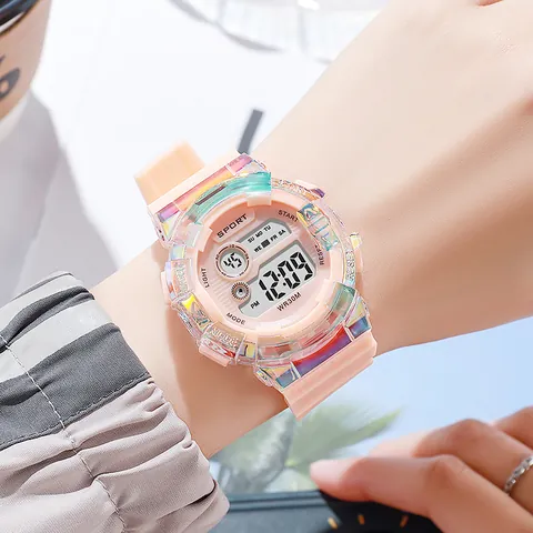 Reloj Electrónico Colorido Estudiante Impermeable Deportes Digital Luminoso Multifunción Reloj De Pulsera Para Niños Niños Niñas Aire Libre Viajes Reloj De Pulsera