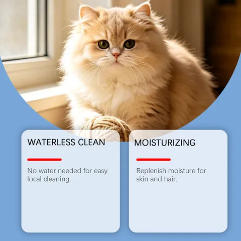 Shampooing Mousse sans Rinçage pour Chiens et Chats à l'Huile de Coco et Aloe Vera Nettoyage Doux et Soin du Pelage