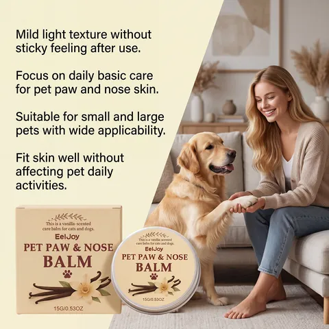 EelJoy Pet Paw And Nose Balm Vanilla Scented Moisturizing Cream For Dogs And Cats Natural Paw Pad Protection Skin Care