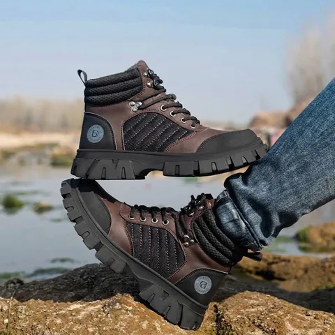 Men's Work Safety Shoes Steel Toe Anti-Smashing Anti-Puncture Insulated Wear-Resistant Microfiber Leather Canvas Industrial Boots