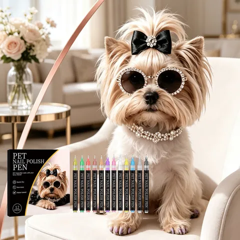 Professional 12 Colors Pet Nail Polish Pen Kit For Dogs And Cats Fast Drying Non-Toxic Water-Based Grooming Art Pens Fashion Pet Manicure Tool