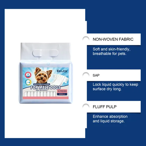 Male Dog Disposable Diapers High Absorbency Leak-Proof Breathable Pet Belly Bands Male Wraps Protective Pet Hygiene Pants