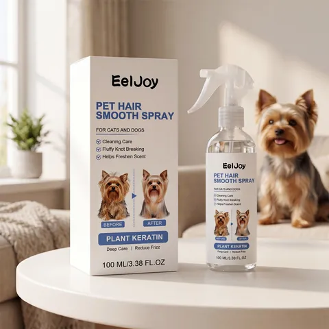 EelJoy Spray Lissant pour Poils d'Animaux Kératine Végétale Huile de Lavande Anti-Frisottis Brume Lissante pour Chiens Chats
